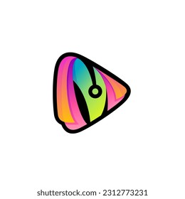 Logotipo de reproducción con la plantilla de diseño de letra M, diseño 3d de color