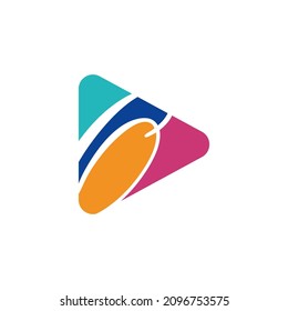 Play logo with letter O logo template, flat style colorful logos. Play icon with initial O. Abstract colorful vector and company corporate identity logo.