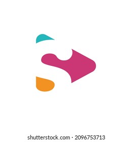 Play logo with letter S logo template, flat style colorful logos. Play icon with initial S. Abstract colorful vector and company corporate identity logo.