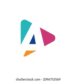Spielen Sie das Logo mit dem Buchstaben Eine Logo-Vorlage, farbige Logos im Flachstil. Spielen Sie das Symbol mit dem Initial A. Abstrakter bunter Vektorgrafik und Firmenlogo.