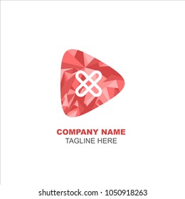 Play logo letter X poly style red color