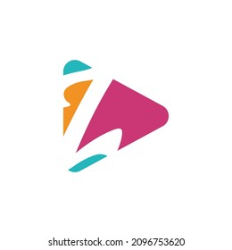Play logo with letter Z logo template, flat style colorful logos. Play icon with initial Z. Abstract colorful vector and company corporate identity logo.