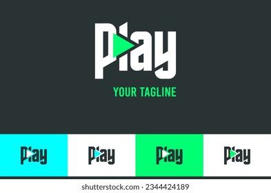 Play logo, Media Player logo icon + Play word, Imagotipo logo