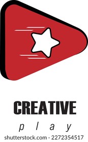 Play logo with a move star shape for Multimedia needs. Movie or music player symbol  icon vector template.