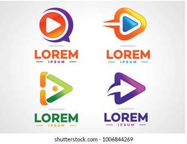 Play Logo Set Template Design Vector, Emblem, Design Concept, Creative Symbol Icon