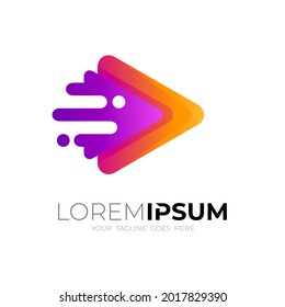 Play logo and swoosh design combination, 3d style