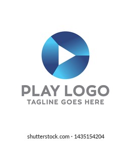 Play Logo For Technology Design With Colorful Style Concept. Digital Logo Company with Media  Player Concept. Triangle and Gradient Symbols. Movie Icon for Business, website, Studio, Media, Internet.