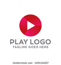 Play Logo For Technology Design With Colorful Style Concept. Digital Logo Company with Media  Player Concept. Triangle and Gradient Symbols. Movie Icon for Business, website, Studio, Media, Internet.