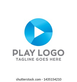 Play Logo For Technology Design With Colorful Style Concept. Digital Logo Company with Media  Player Concept. Triangle and Gradient Symbols. Movie Icon for Business, website, Studio, Media, Internet.
