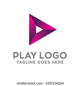 Play Logo For Technology Design With Colorful Style Concept. Digital Logo Company with Media  Player Concept. Triangle and Gradient Symbols. Movie Icon for Business, website, Studio, Media, Internet.