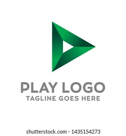 Play Logo For Technology Design With Colorful Style Concept. Digital Logo Company with Media  Player Concept. Triangle and Gradient Symbols. Movie Icon for Business, website, Studio, Media, Internet.