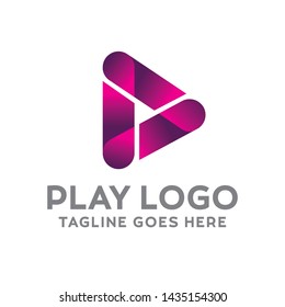 Play Logo For Technology Design With Colorful Style Concept. Digital Logo Company with Media  Player Concept. Triangle and Gradient Symbols. Movie Icon for Business, website, Studio, Media, Internet.