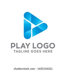 Play Logo For Technology Design With Colorful Style Concept. Digital Logo Company with Media  Player Concept. Triangle and Gradient Symbols. Movie Icon for Business, website, Studio, Media, Internet.