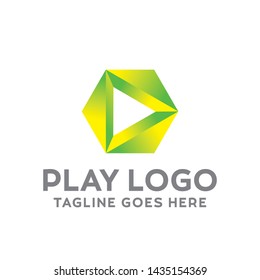 Play Logo For Technology Design With Colorful Style Concept. Digital Logo Company with Media  Player Concept. Triangle and Gradient Symbols. Movie Icon for Business, website, Studio, Media, Internet.