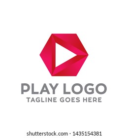Play Logo For Technology Design With Colorful Style Concept. Digital Logo Company with Media  Player Concept. Triangle and Gradient Symbols. Movie Icon for Business, website, Studio, Media, Internet.