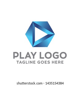 Play Logo For Technology Design With Colorful Style Concept. Digital Logo Company with Media  Player Concept. Triangle and Gradient Symbols. Movie Icon for Business, website, Studio, Media, Internet.