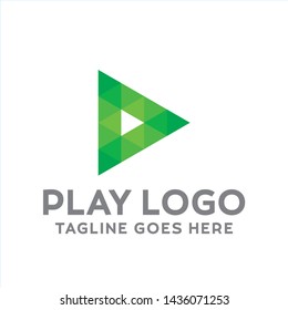 Play Logo For Technology Design With Colorful Style Concept. Pixel Logo for Company with Media Player Concept. Triangle and Geometric Symbols. Digital Icon for Business, website, Media and Internet.