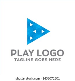 Play Logo For Technology Design With Colorful Style Concept. Pixel Logo for Company with Media Player Concept. Triangle and Geometric Symbols. Digital Icon for Business, website, Media and Internet.