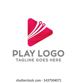 Play Logo For Technology Design With Colorful Style Concept. Digital Logo Company with Media Player Concept. Gradient Symbols. Movie Icon for Business, website, Studio, Media, Internet and network.