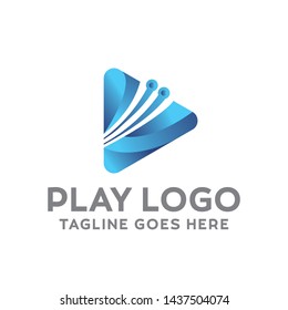 Play Logo For Technology Design With Colorful Style Concept. Digital Logo Company with Media Player Concept. Gradient Symbols. Movie Icon for Business, website, Studio, Media, Internet and network.
