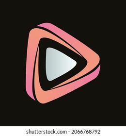 Play logo template. Digital icon. Music or video creative symbol. Media concept. 3D colorful emblem. Vector design illustration.