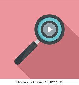 Play magnify glass icon. Flat illustration of play magnify glass vector icon for web design