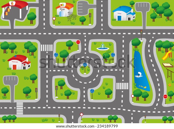 Play Mat Car Carpet Kids Stock Vector Royalty Free 234189799