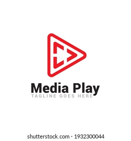 play media app logo icon vector template.