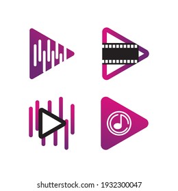 play media app logo icon vector template.