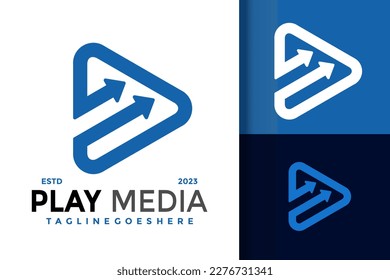 Play media arrow logo vector icon illustration