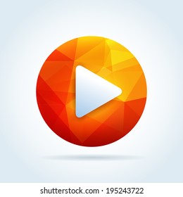 Play media button icon with triangle abstract pattern