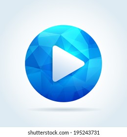 Play media button icon with triangle abstract pattern