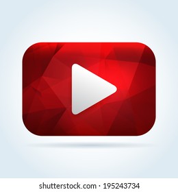 Play media button icon with triangle abstract pattern