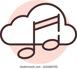 Play media cloud, illustration, vector on white background.