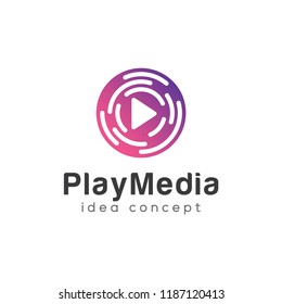 Play Media Concept Logo Design Template