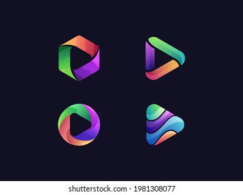 play media gradeint logo collections