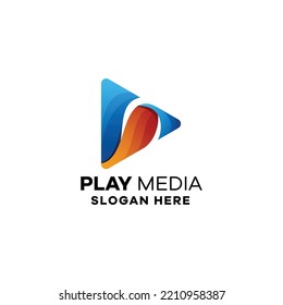 Play Media Gradient Logo Template