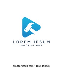 Logo-Design für abspielbare Medien und Hammer