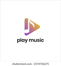 play media icon logo. player music stream vector. melody clef design