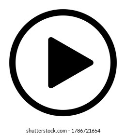 Play media icon. Outline vector illustration isolated on white background.