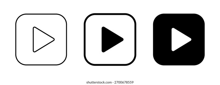 Play media interface icons set on transparent background