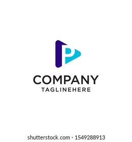 Play Media letter P logo design concept template
