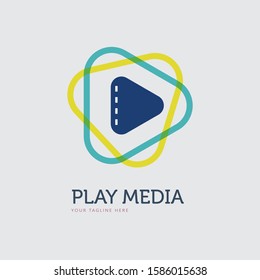 Play media logo, Entertainment and media logo design, logo for Media company or film production studio, vector template