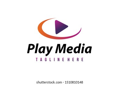 play media logo icon vector