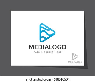 play media logo icon vector template