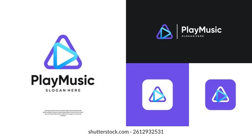 Play media logo template. Modern video icon vector. Abstract app music app concept.