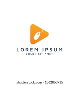 play media and mouse negative space logo design