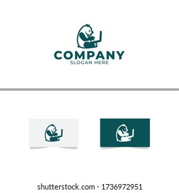 Play Media Panda Logo Design Vector Template