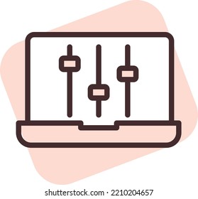Play media pc app, illustration, vector on white background.