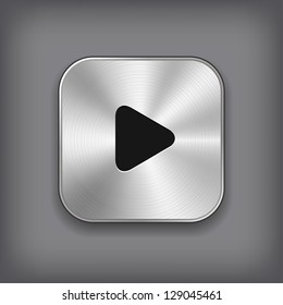 Play - media player icon - vector metal app button